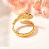 201 Stainless Steel Enamel Snake Open Cuff Ring for Women RJEW-A053-05G-02-2