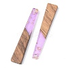 Transparent Resin & Walnut Wood Pendants RESI-S389-043A-B01-2