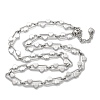 304 Stainless Steel Oval Heart Link Chain Necklaces for Women NJEW-B123-01P-4