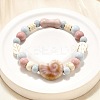Handmade Porcelain Beads & Synthetic Howlite Beads Stretch Bracelets for Women BJEW-D307-01D-4