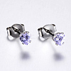 Cubic Zirconia Ear Studs EJEW-E098-H-02-2