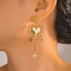 Gold Plated Heart Flower Tassel Earrings for Women Fashion Accessories QO2908-1