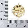 Rack Plating Brass Clear Cubic Zirconia Flat Round with Tree Connector Charms KK-A234-032G-3