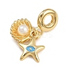 Brass Blue Enamel European Dangle Charms KK-N271-25G-2