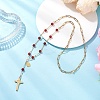 Natural Carnelian Round Rosary Bead Necklaces NJEW-JN05574-01-2