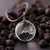 Flat Round Clear Glass Inner Dandelion Pendant Imitation Leather Cord Necklaces for Women FS-WG7DEC0-01-2