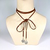 Flat Round Alloy with Suede Cord Lariat Necklaces FS-WG2B7B2-02-1