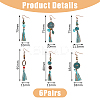 6 Pairs 6 Styles Ethnic Polyester Tassel Dangle Earrings EJEW-FI0003-03-2