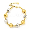 304 Stainless Steel & 201 Stainless Steel Round Beaded Bracelets for Women BJEW-G717-03C-GP-1