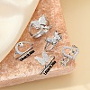 Stainless Steel Polymer Clay Rhinestone Cuff Rings/Finger Rings Sets FS-WG0D843-01-4