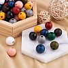 220Pcs 11 Colors Painted Natural Wood European Beads WOOD-TA0001-54-5