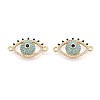 Brass Micro Pave Sky Blue Cubic Zirconia Connector Charms KK-N284-01G-1