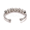 Brass Rotating Beaded Cuff Rings RJEW-F120-01P-2