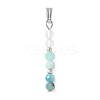 Faceted Round Natural Quartz Crystal & Amazonite & Apatite Beaded Pendants PALLOY-JF03529-03-1