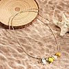 Summer Beach Porcelain Fish & Natural Cowrie Shell Pendant Cotton Cord Adjustable Necklaces FS-WG63638-03-1