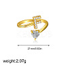Brass Micro Pave Clear Cubic Zirconia Cuff Open Rings FS-WGF859A-06-1