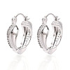 Brass Micro Pave Cubic Zirconia Heart Hoop Earrings EJEW-T048-36P-1