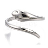 Non-Tarnish 304 Stainless Steel Snake Cuff Ring RJEW-N038-113P-3
