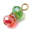 Brass Rhinestone & Glass Pendants PALLOY-JF03001-3