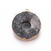 Edge Golden Plated Natural Druzy Agate Pendants G-S359-185-3