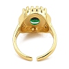 Oval Rack Plating Brass Micro Pave Cubic Zirconia Open Cuff Rings for Women RJEW-S392-01G-A-3
