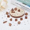 20 Pairs 4 Style Flat Round & Rhombus & Triangle & Rectangle Wood Stud Earring Findings DIY-DC0002-86-4
