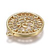 Hollow Brass Micro Pave Clear Cubic Zirconia Pendants ZIRC-Z003-02G-2