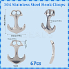 SUNNYCLUE 6Pcs 304 Stainless Steel Hook Clasps STAS-SC0008-12-2