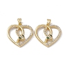 Brass Clear & Green Cubic Zirconia Pendants KK-E068-VA168-2-2