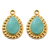 Natural Amazonite 304 Stainless Steel Teardrop Charms LS-G-D075-01G-03-1