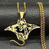 201 Stainless Steel Stingray Hollow Fish Pendant Necklaces NJEW-H065-29G-1