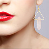 3 Pairs 3 Style Natural Mixed Gemstone Triangle with Bullet Dangle Earrings EJEW-AN0002-27-4