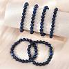 Natural Lapis Lazuli Beaded Stretch Bracelet X-BJEW-F203-06-3