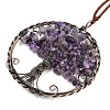 Brass & Natural Amethyst Chips Pendant Decorations HJEW-Z007-05R-09-2