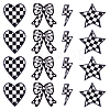 22Pcs 4 Styles Black and White Tartan Pattern Polyester Computerized Embroidery Cloth Iron on/Sew on Patches PATC-GA0001-75-1