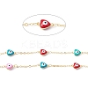 Handmade Eco-friendly Brass Enamel Heart with Evil Eye Link Chain CHC-E025-44G-2