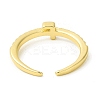 Clear Cubic Zirconia Initial Letter Open Cuff Ring RJEW-H120-09G-F-3