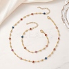 304 Stainless Steel Enamel Chain Necklace & Bracelet Sets SJEW-JS01378-1