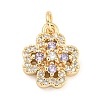 Rack Plating Brass Micro Pave Clear Cubic Zirconia Pendants KK-F089-14G-1