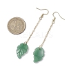 Glass Leaf & 304 Stainless Steel Dangle Earrings for Women EJEW-JE06232-3