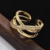 Brass Micro Pave Clear Cubic Zirconia Cuff Finger Rings RJEW-C120-16G-3
