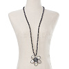 Glass Round Beaded Alloy Flower Pendant Long Necklaces for Women FS-WG02E2E-03-1