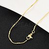 Brass Ball and Column Link Chains Necklace for Women NJEW-P265-22G-3