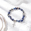 Natural Lapis Lazuli Chip Beaded Stretch Bracelets BJEW-JB12316-03-1