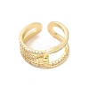 Brass Micro Pave Cubic Zirconia Open Cuff Rings RJEW-R146-05G-3
