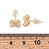 Flower Brass Micro Pave Clear Cubic Zirconia Stud Earrings EJEW-P331-10G-5
