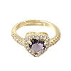 Brass Micro Pave Clear Cubic Zirconia Cuff Open Rings CU-CBA5C10-13G-4