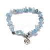 Natural Aquamarine Beads Stretch Bracelet Set for Men Women Girl Gift BJEW-JB06709-4