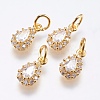 Brass Micro Pave Cubic Zirconia Charms RB-I077-15G-RS-1