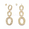 Brass Micro Pave Clear Cubic Zirconia Dangle Stud Earrings EJEW-F252-02G-3
